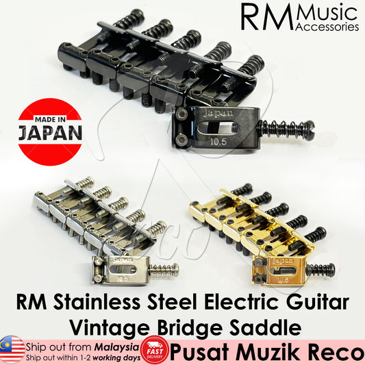 RM Stainless Steel Electric Guitar Vintage Tremolo Bridge Saddle 20.5x10.5MM (6pcs) - Reco Music Malaysia