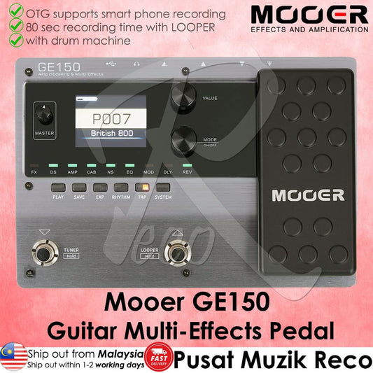 *Mooer GE150 Amp Modelling & Multi Effects Pedal(GE-150 / GE 150) - Reco Music Malaysia