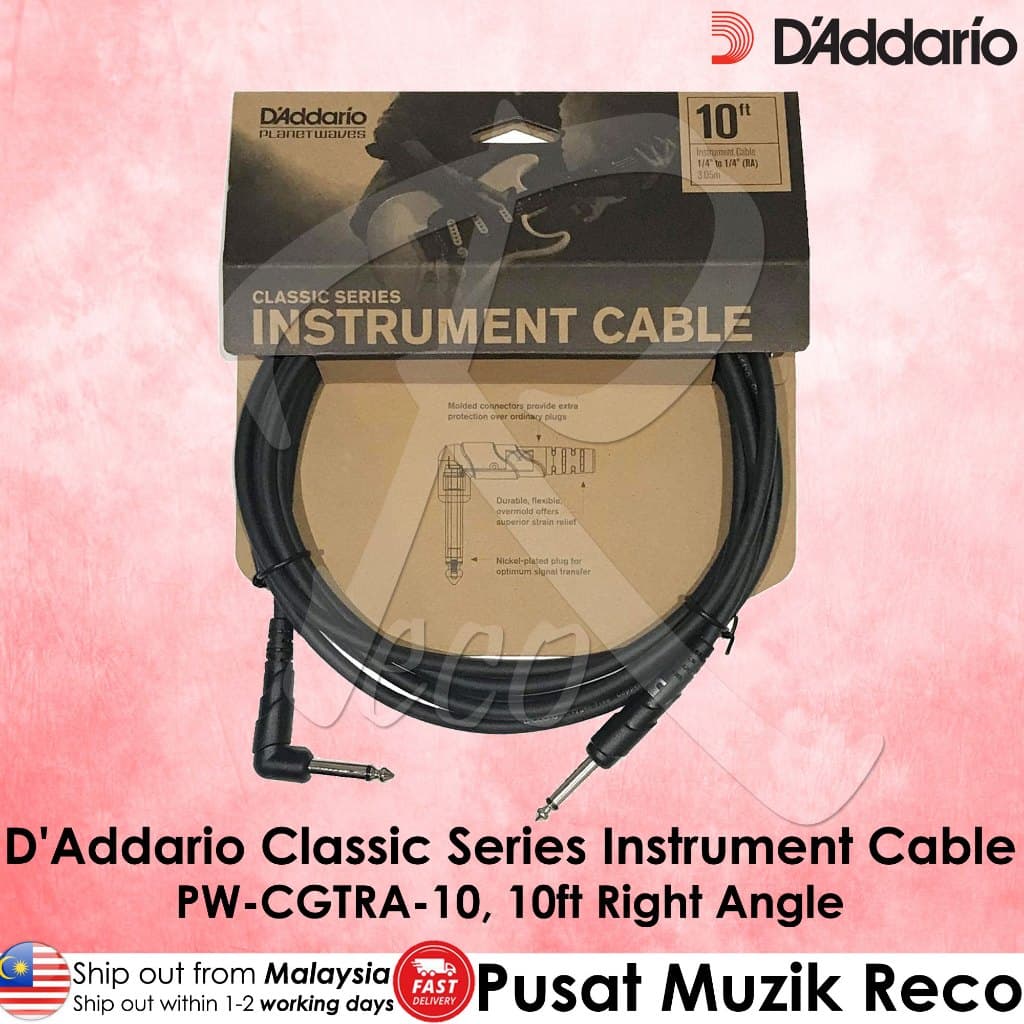 *D'Addario Planet Waves PW-CGTRA-10 10' Classic Series Instrument Cable - Reco Music Malaysia