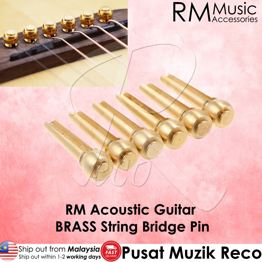 RM QC8463 6pcs Acoustic Guitar Copper Brass String Pin Bridge Pin - Reco Music Malaysia