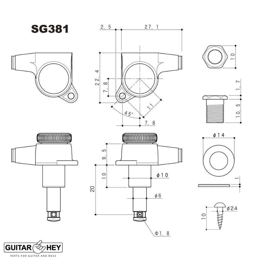 GOTOH SG381-MGT-07 Electric Guitar Magnum Locking Tuner Machine Head SET - Reco Music Malaysia