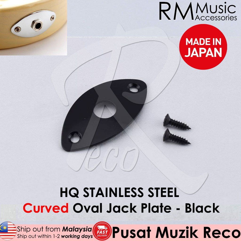 RM GF1366 HQ Stainless Steel Flat Square Curved Oval Guitar Bass Jack Plate