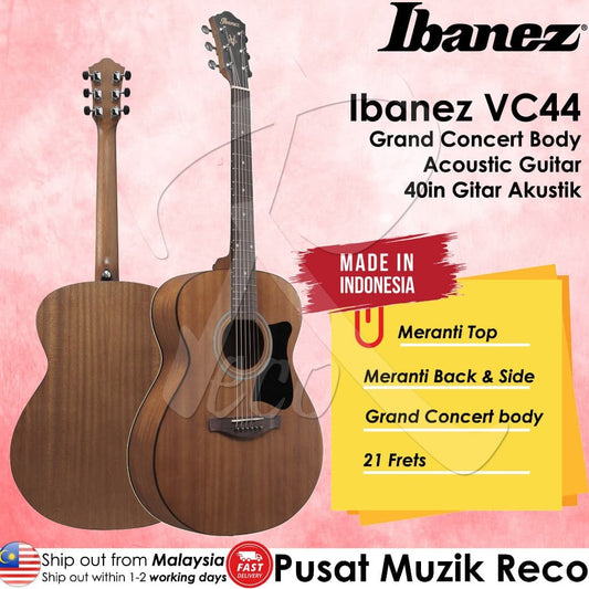 *Ibanez VC44-OPN V Series Acoustic Guitar, Open Pore Natural - Reco Music Malaysia