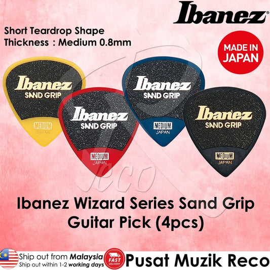 *Ibanez PA16SG Wizard Series Sand Grip NON SLIP Guitar Picks Medium 0.8mm (4pcs) - Reco Music Malaysia