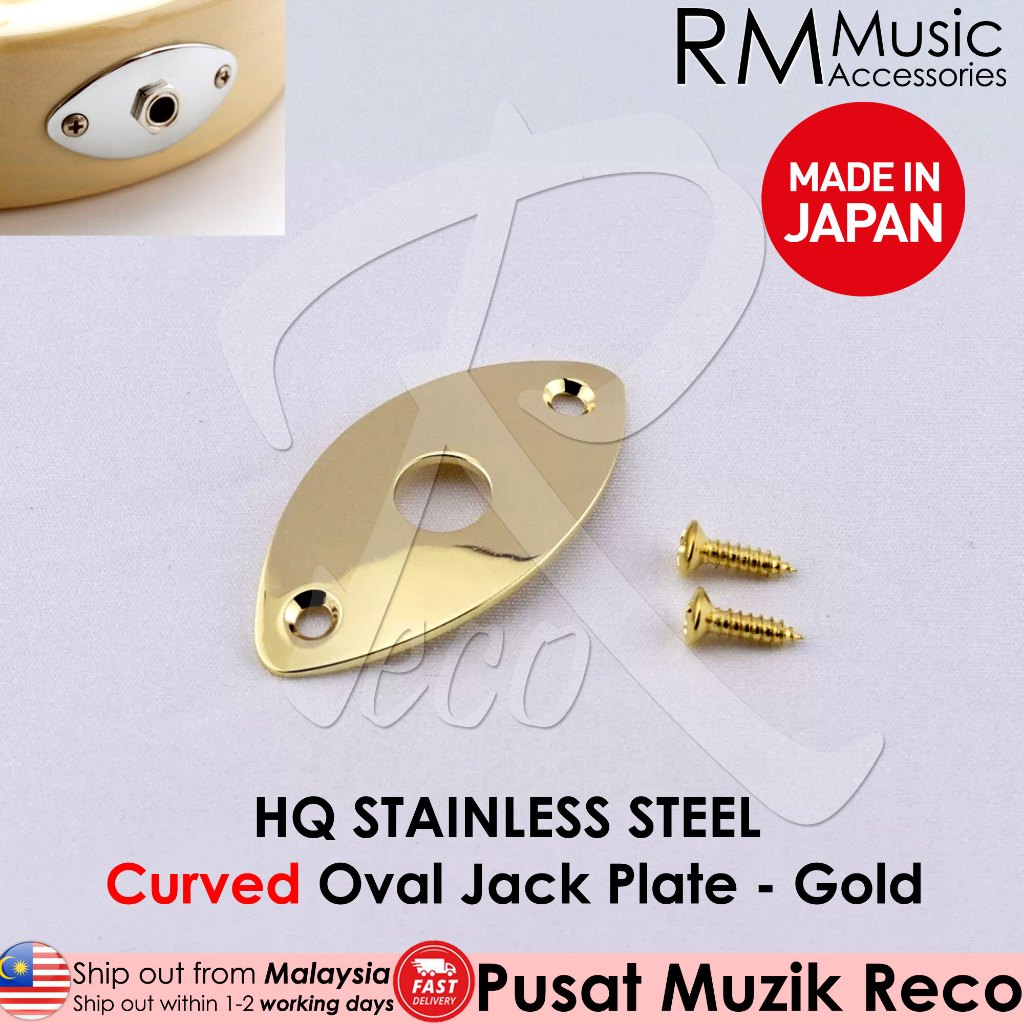 RM GF1366 HQ Stainless Steel Flat Square Curved Oval Guitar Bass Jack Plate