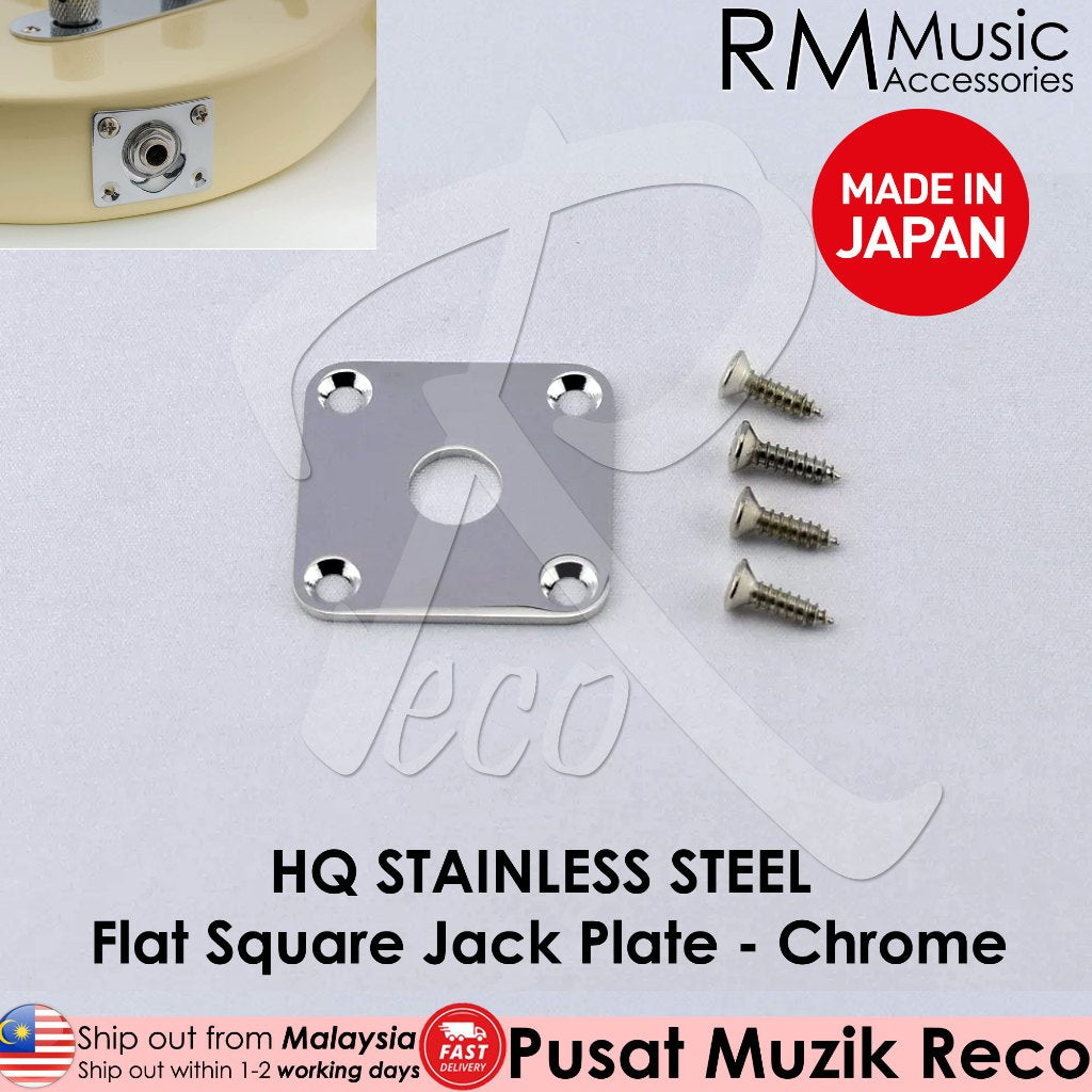 RM GF1366 HQ Stainless Steel Flat Square Curved Oval Guitar Bass Jack Plate