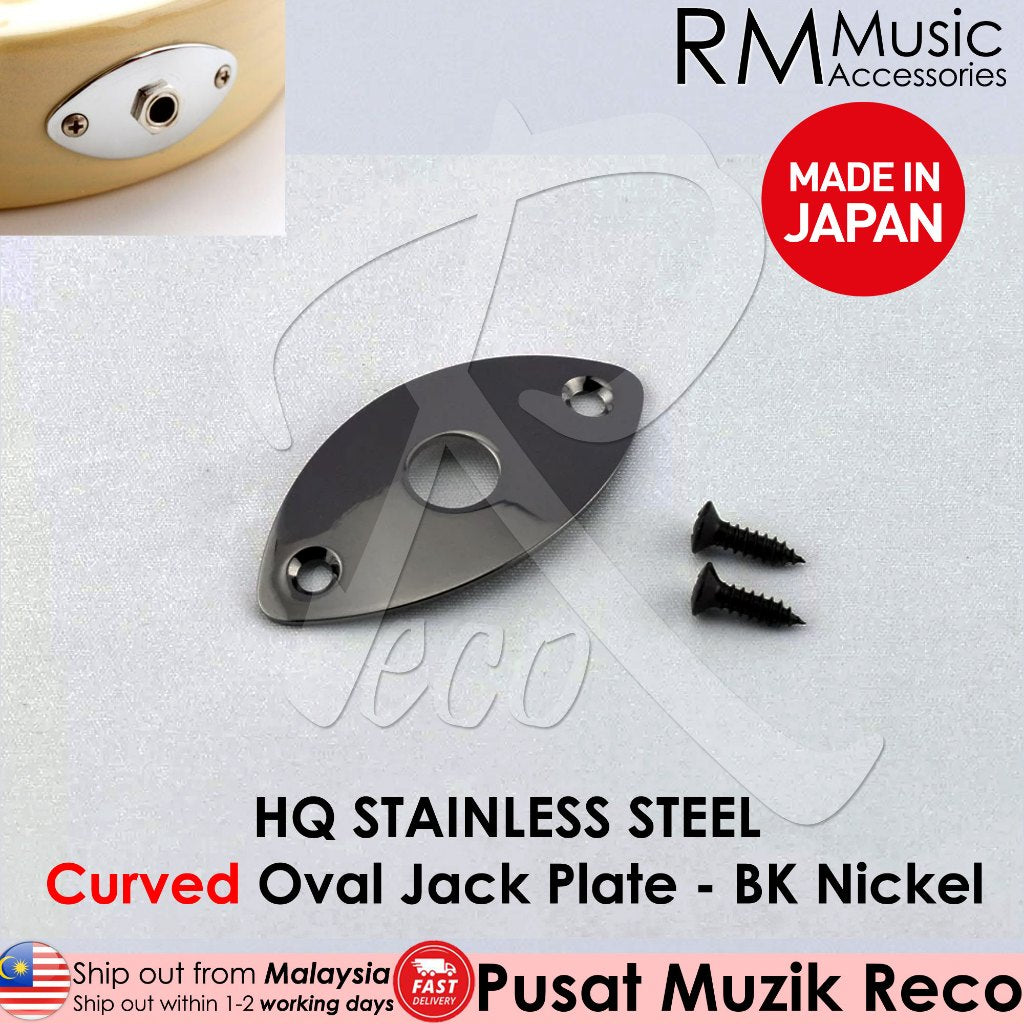 RM GF1366 HQ Stainless Steel Flat Square Curved Oval Guitar Bass Jack Plate