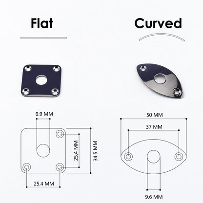 RM GF1366 HQ Stainless Steel Flat Square Curved Oval Guitar Bass Jack Plate - Reco Music Malaysia