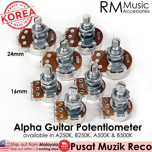RM GF0163 Alpha A250K B250K A500K B500K Audio Linear Guitar Tone Volume Pot Potentiometer - Reco Music Malaysia