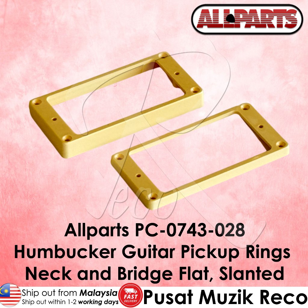 Allparts PC-0743 Slanted Humbucker Pickup Ring Set — Flat Bottom, Neck & Bridge