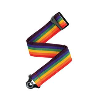 Rainbow striped belt with a metal buckle on a white background - Reco Music Malaysia