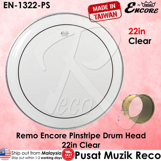 Remo Encore EN-1322-PS Pinstripe Batter Drumhead - 22'' - Clear - Reco Music Malaysia