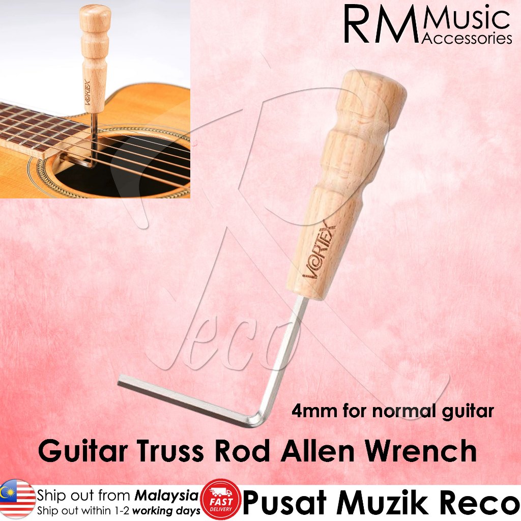 RM Guitar Long Truss Rod Wrench with Wooden Handle – 4mm & 5mm Allen Key for Martin & Standard Guitars