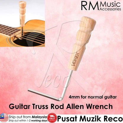 RM Guitar Long Truss Rod Wrench with Wooden Handle – 4mm & 5mm Allen Key for Martin & Standard Guitars