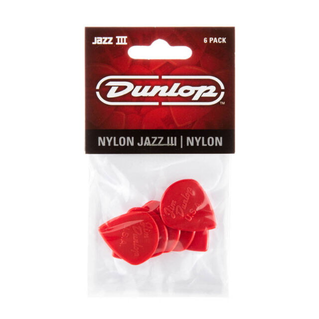Jim Dunlop 47P3N Nylon Jazz III 1.38mm Guitar Picks Player Pack, 6pcs/Pack - Reco Music Malaysia