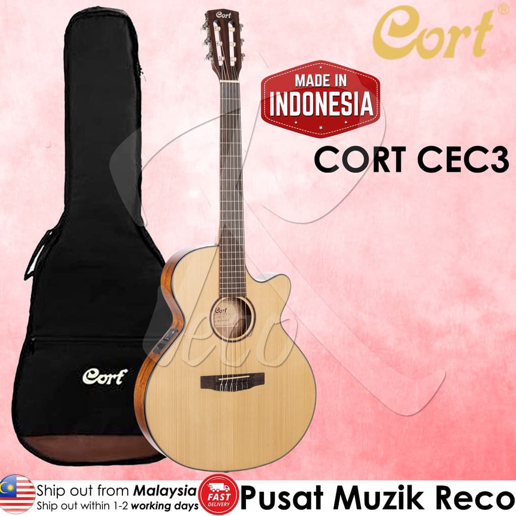 *Cort CEC3 Classical Guitar With Bag, Natural - Reco Music Malaysia