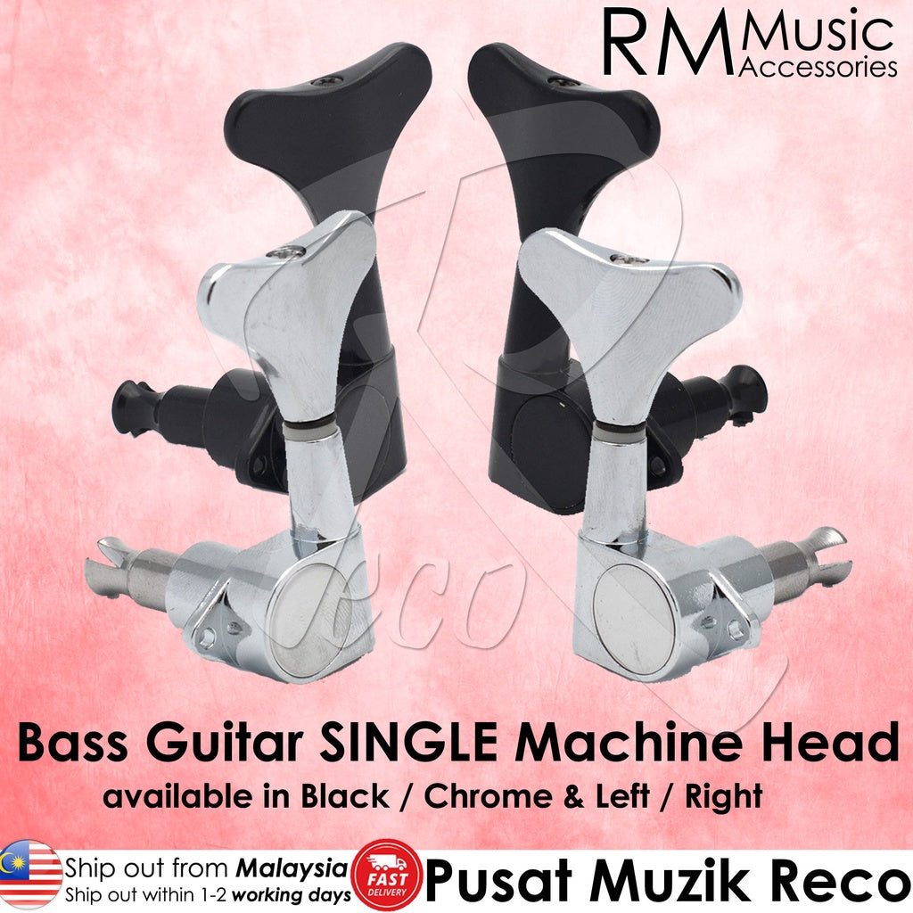 RM Bass Guitar SINGLE Machine Head Tuning Peg Black / Chrome 4 String 5 String - Reco Music Malaysia