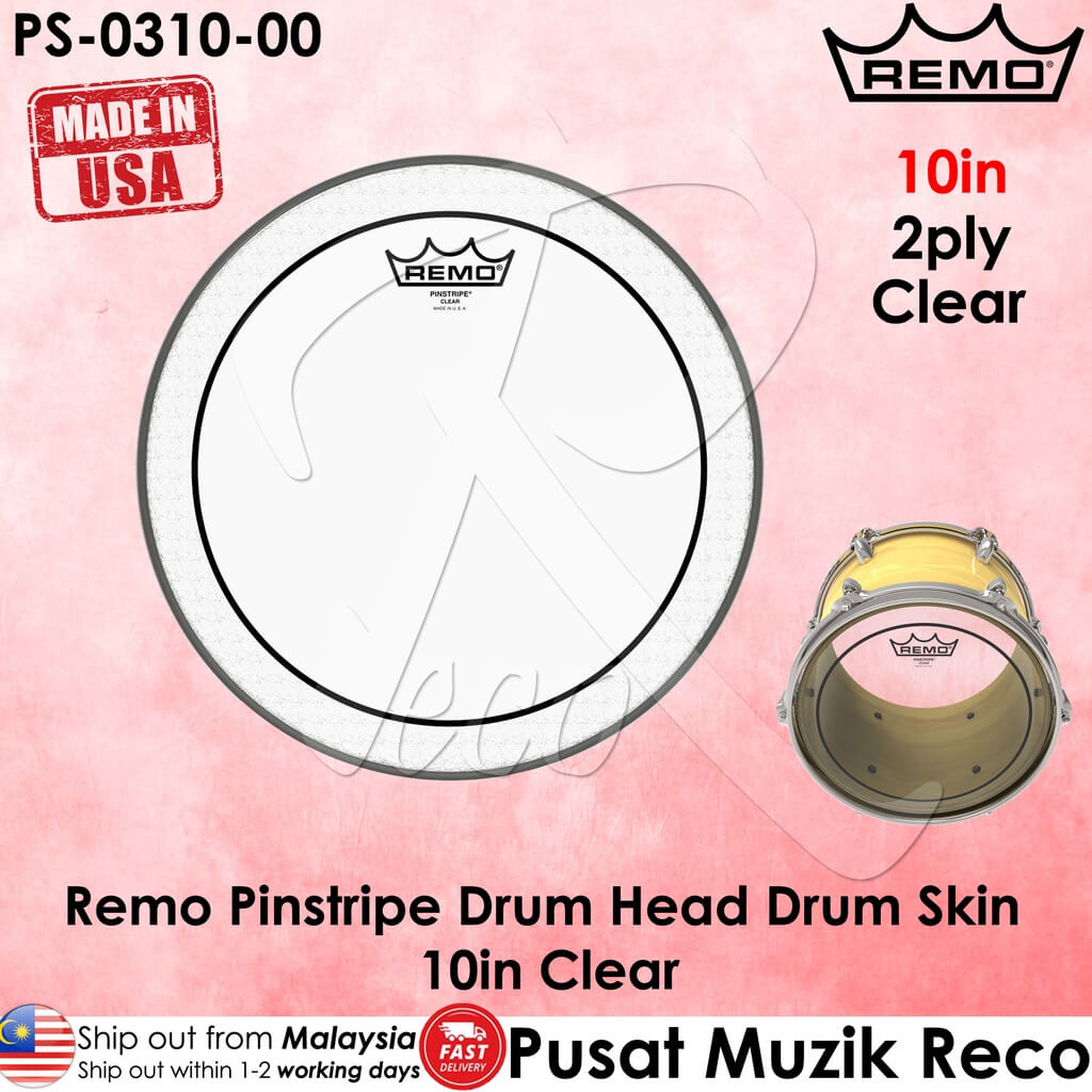 *Remo PS-0310-00 10" Pinstripe Clear Drum Head - Reco Music Malaysia