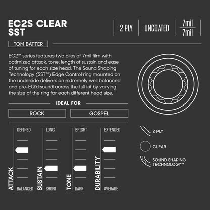 *Evans TT08EC2S 8" EC2 Clear Tom Drum Head - Reco Music Malaysia