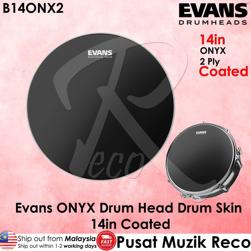 *Evans B14ONX2 ONYX FROSTED 14" Drumhead - Reco Music Malaysia