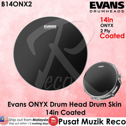 *Evans B14ONX2 ONYX FROSTED 14" Drumhead - Reco Music Malaysia