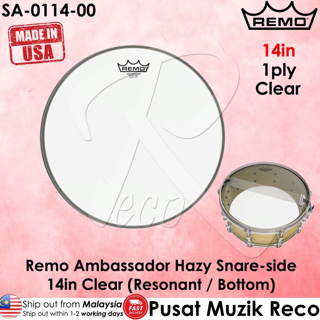 *Remo SA-0114-00 Ambassador Snare-Side Drumhead - 14" - Reco Music Malaysia