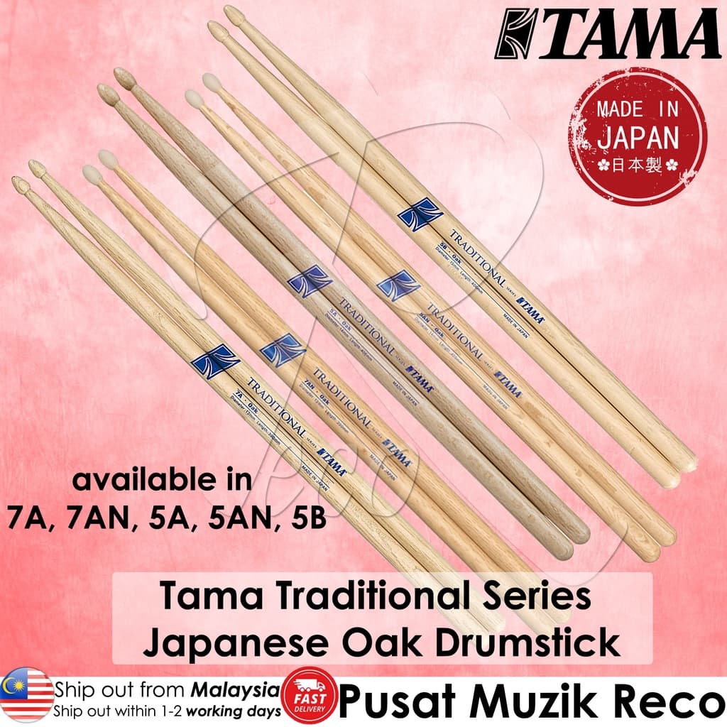 *Tama 5AN Traditional Series Drumsticks 5A Nylon Tip - Reco Music Malaysia