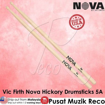 *Vic Firth Nova Series N5A Hickory Wood Tip Drumsticks 5A (Made In USA) - Reco Music Malaysia