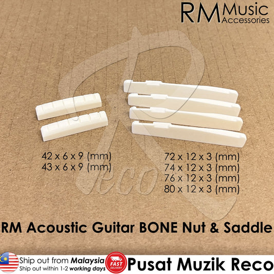 RM Acoustic Guitar BONE Top Nut Bottom Saddle 72mm 74mm 76mm 80mm NUT Saddle - Reco Music Malaysia