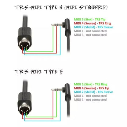 Warwick RockBoard Flat TRS to MIDI Cable 30cm (Type A / Type B)