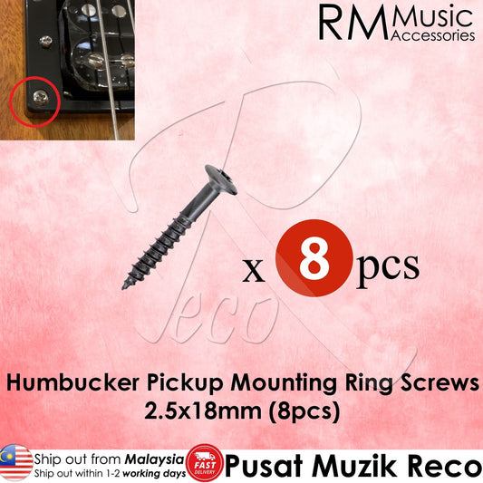 RM 2.5x18mm Electric Guitar Humbucker Pickup Mounting Ring Screws, Black - Reco Music Malaysia