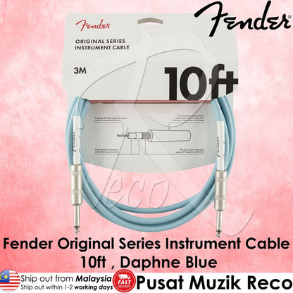 Fender 0990510003 Original Series 1/4 Straight Guitar Cable 10ft, Daphne Blue - Reco Music Malaysia