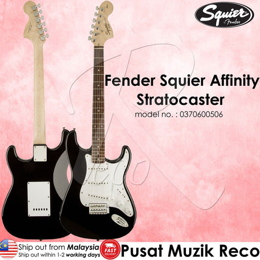 Fender Squier 0370600506 Affinity Stratocaster Electric Guitar Black, Laurel FB - Reco Music Malaysia