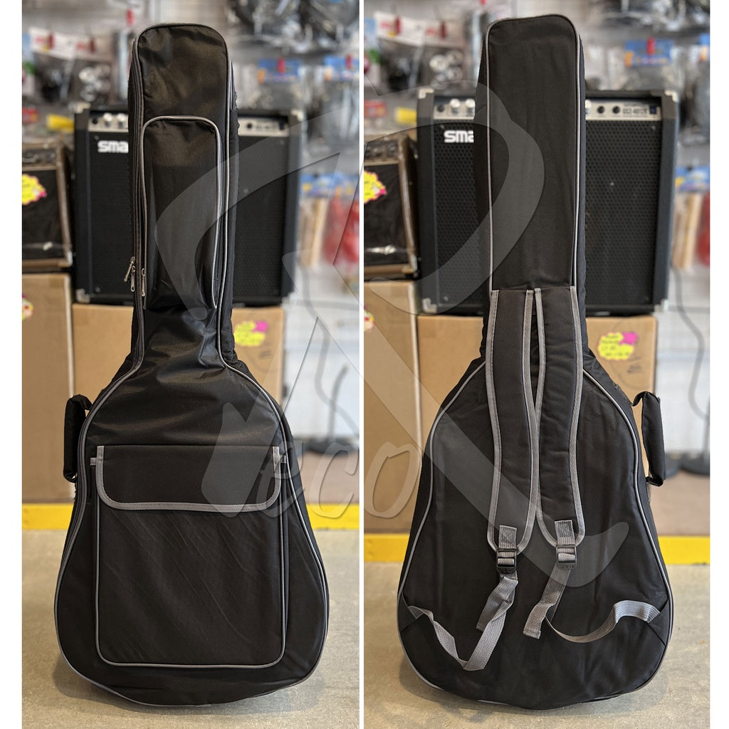 RM RAB60/BK 10mm Padded Acoustic Guitar Bag Double Padded Shoulder Strap, Black - Reco Music Malaysia