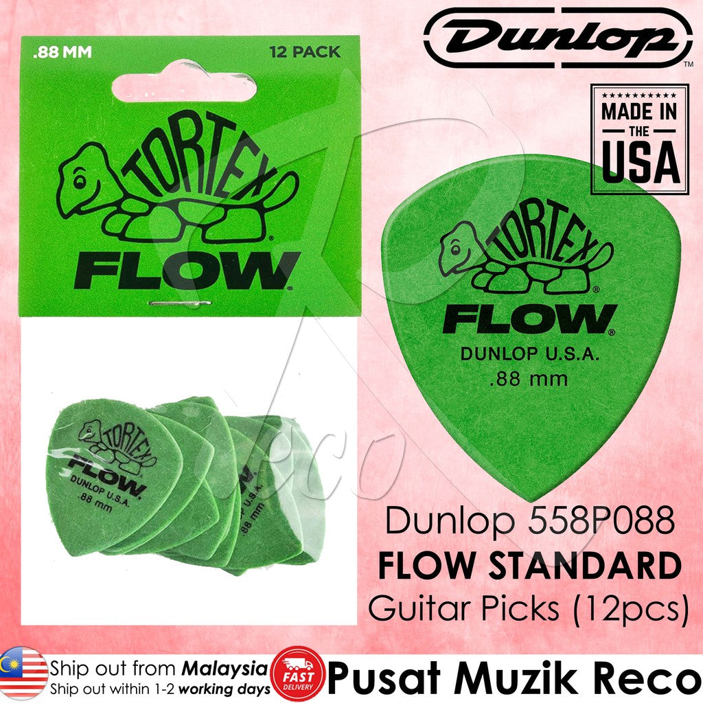 Jim Dunlop 558P.88 Tortex Flow Standard .88mm Guitar Picks, Pack of 12 - Reco Music Malaysia