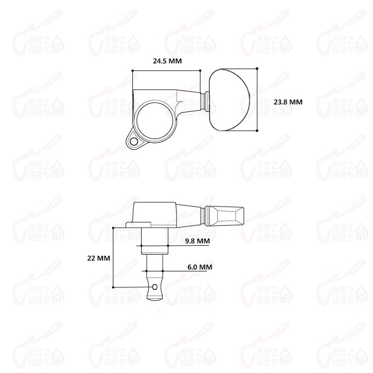 RM GF0789 Acoustic Guitar Machine Head SET 3R3L MATT CHROME - Reco Music Malaysia