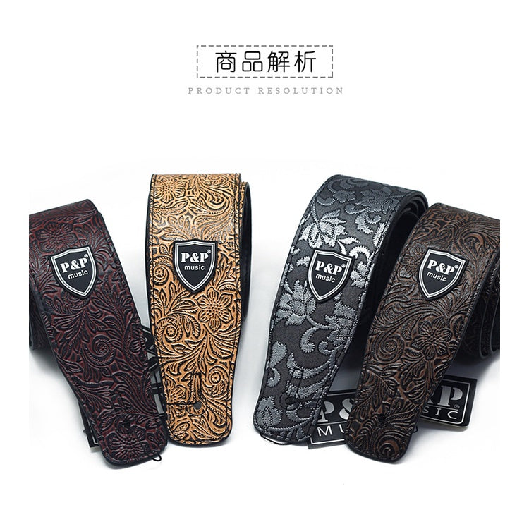 RM High Quality PU Leather Acoustic Electric Bass Guitar Leather Strap - Reco Music Malaysia