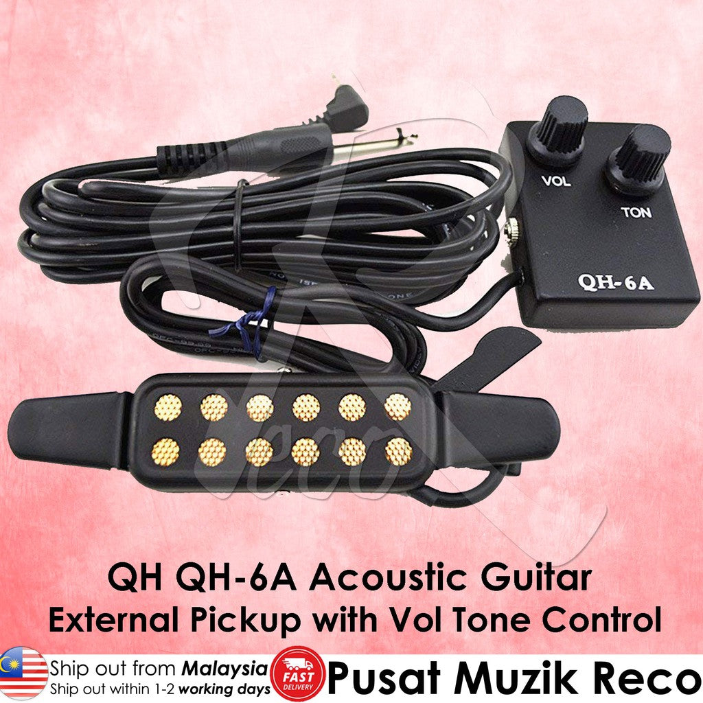 QH QH-6A Acoustic Guitar External Pickup with Volume Tone Control - Reco Music Malaysia