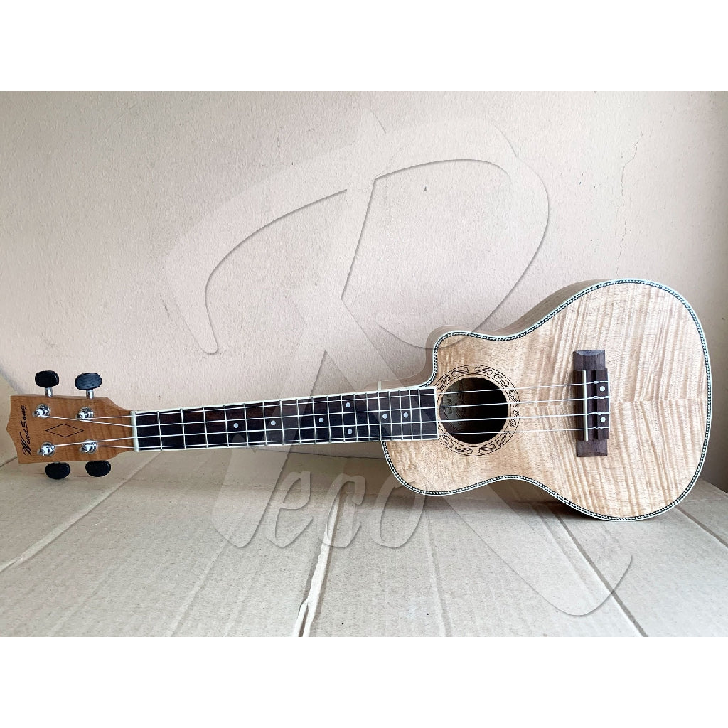 RM UK-24LDFQ 23in Premium Wood Cutaway Concert Ukulele with Bag - Reco Music Malaysia