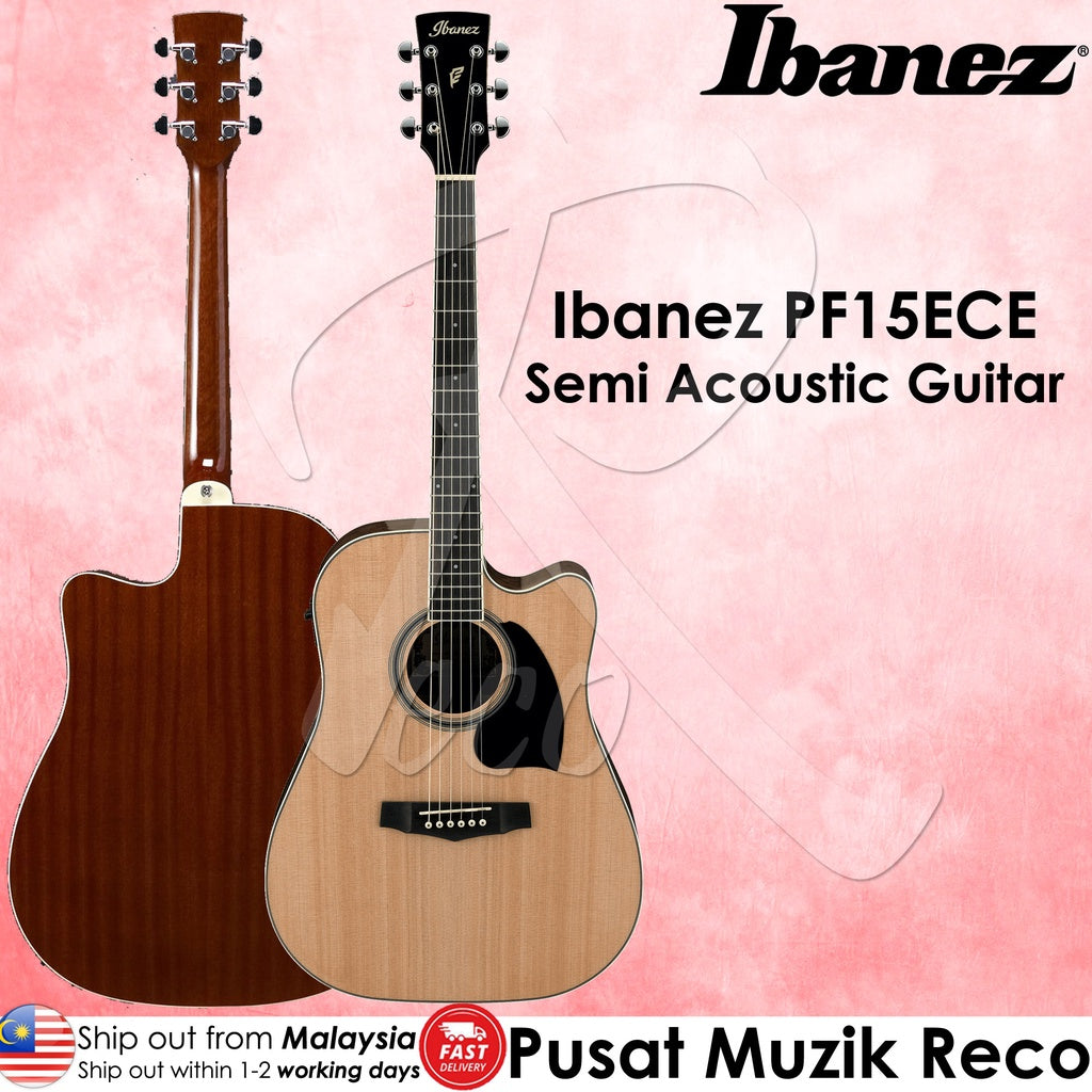 Ibanez PF15ECENT Dreadnought Cutaway Acoustic-Electric Guitar - Natural (PF15ECE-NT) - Reco Music Malaysia