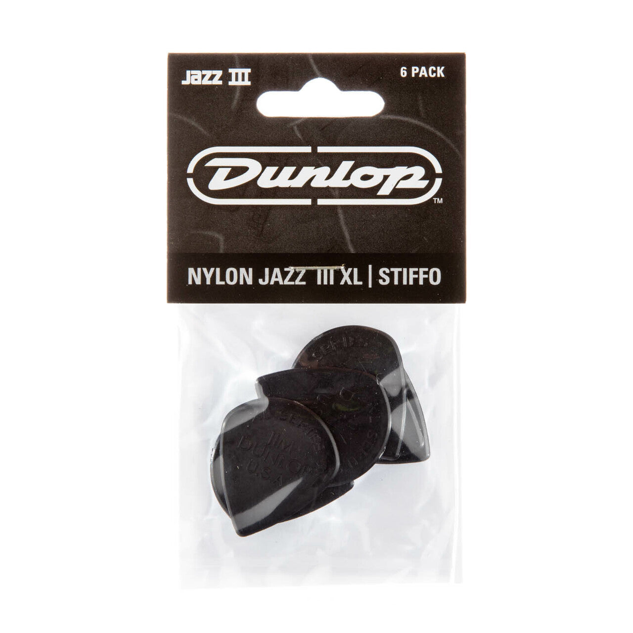 Dunlop 47PXLS NYLON Jazz III XL Black Stiffo Guitar Picks (6pcs) | Reco Music Malaysia