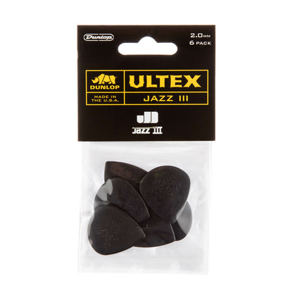 Jim Dunlop 427P200 Ultex Jazz III 2.00mm Black Guitar Picks Player Pack - Reco Music Malaysia