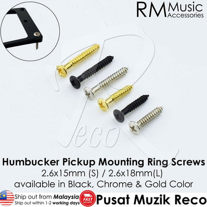 RM GF0090-BK8S Electric Guitar Humbucker Pickup Mounting Ring Screws, Black 8 Short - Reco Music Malaysia