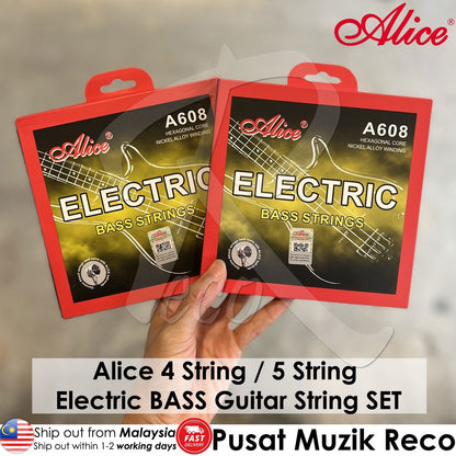 Alice A608(4) Medium 4-String Nickel Alloy Electric BASS Guitar String SET (45-105) - Reco Music Malaysia