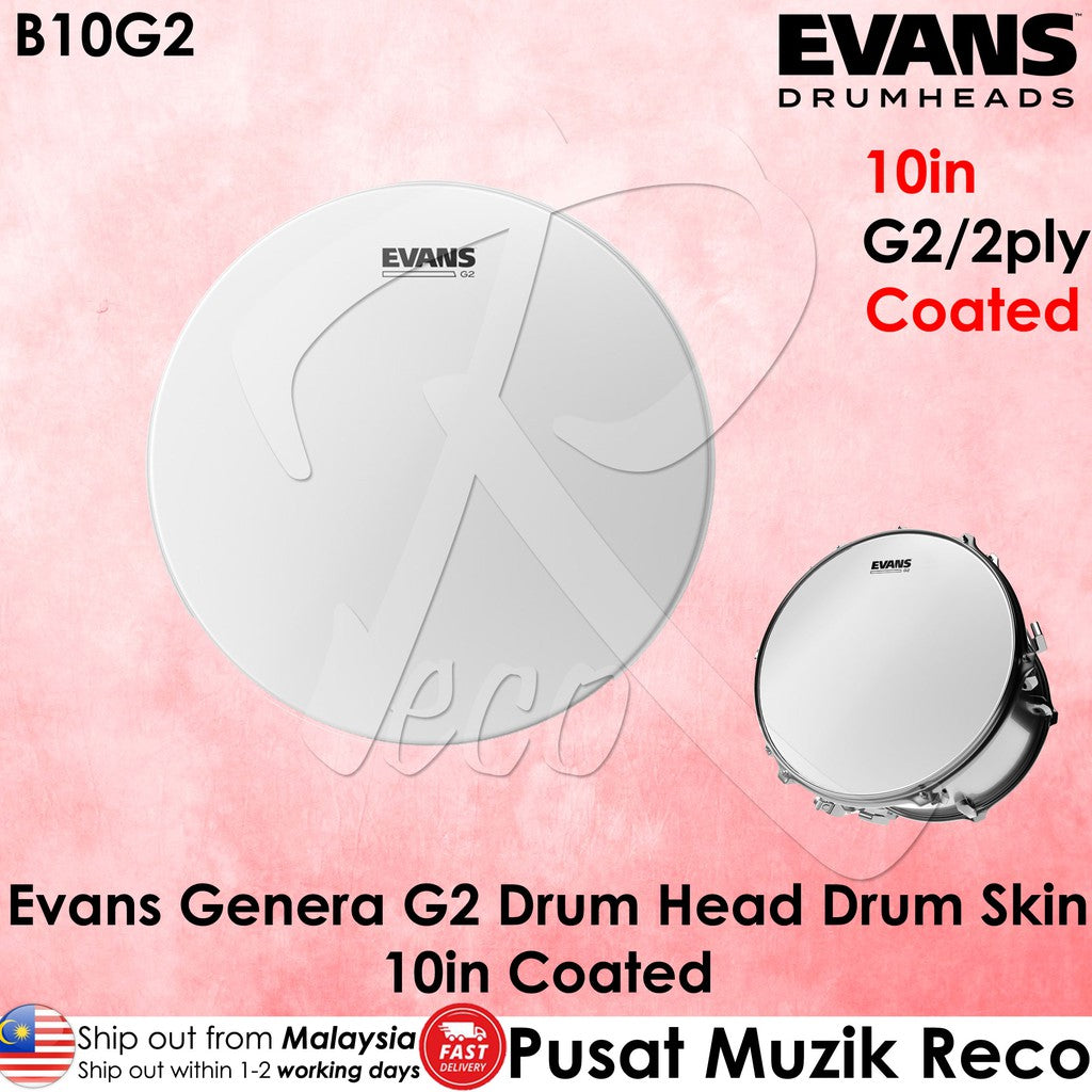 Evans B10G2 10-Inch Genera G2 COATED Tom Drum Head - Reco Music Malaysia