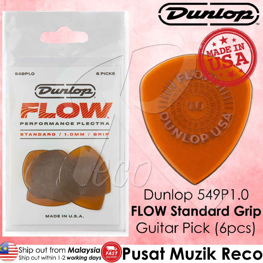 Jim Dunlop 549P100 Flow Standard Grip Guitar Pick 1.0mm Guitar Picks Player Pack - Reco Music Malaysia