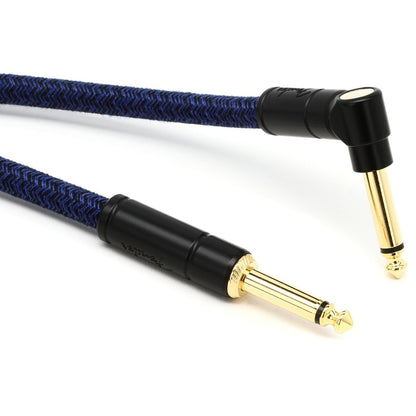 Fender 0990918073 Festival Hemp Braided Woven Straight to Right Angle Instrument Cable - 18.6ft , Blue Dream - Reco Music Malaysia