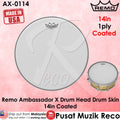 Remo AX-0114 Ambassador X 14in COATED Batter Drumhead - Reco Music Malaysia