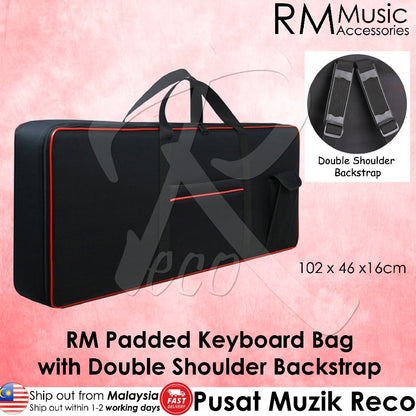 RM RKB/S 61 Keys Padded Keyboard Bag Double Shoulder Back Strap - Reco Music Malaysia