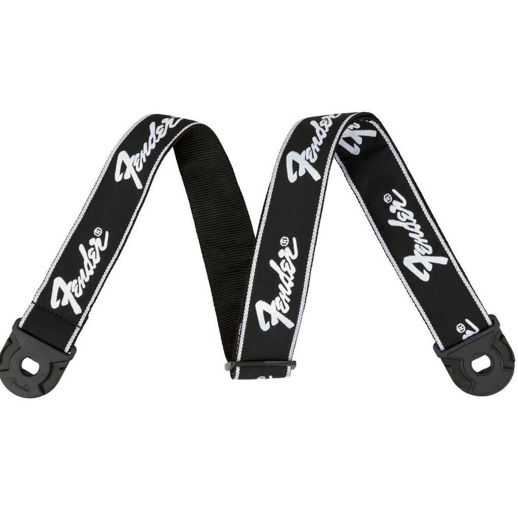 Fender 0990629008 Black With White Running Logo Quick Grip Locking End Straps - Reco Music Malaysia